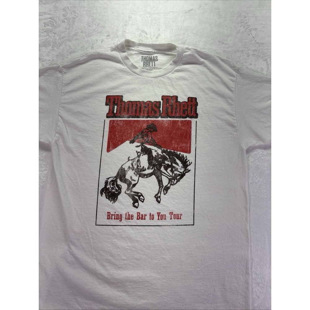 Thomas Rhett Bring The Bar To You Tour TShirt Sz Large Men's White Marlboro Man